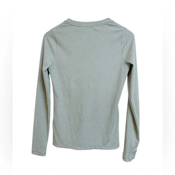 Athleta Uptempo Ribbed Long Sleeve Henley Top Green Size Small - Picture 4 of 7